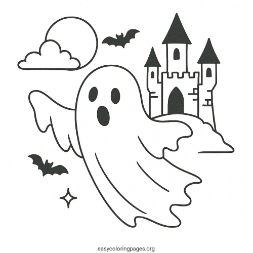 Tranh tô màu con ma Halloween cho bé 2026 – Tải PDF