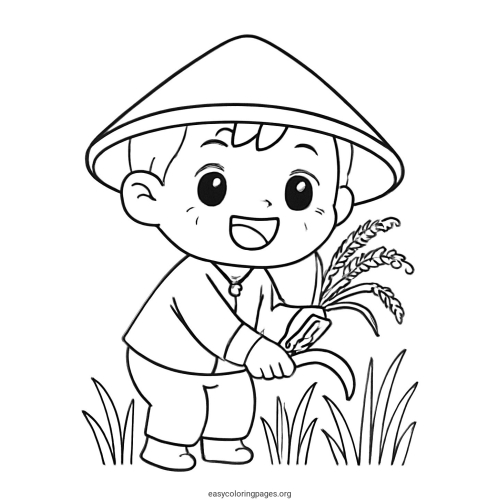 Tranh tô màu bác nông dân gặt lúa cho bé đẹp nhất 2026