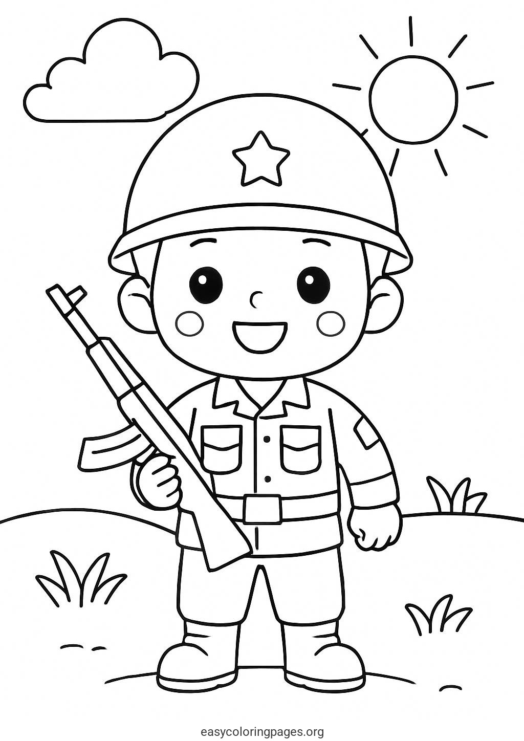 Soldier Animated Picture Coloring Page