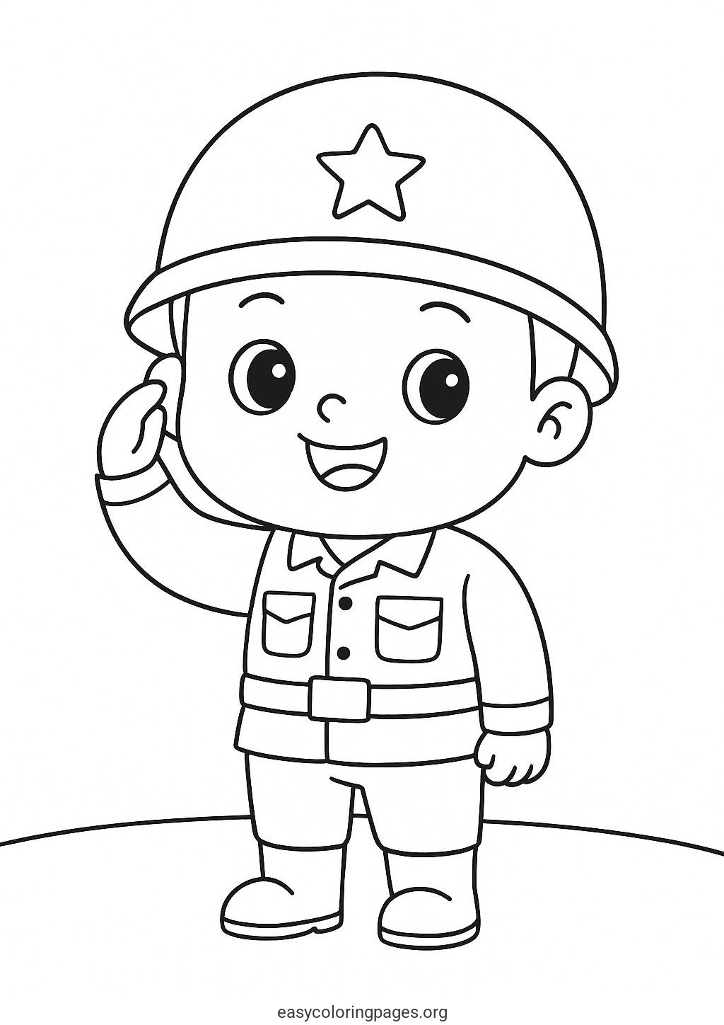 Soldier Easy Cute For Kid Coloring Page
