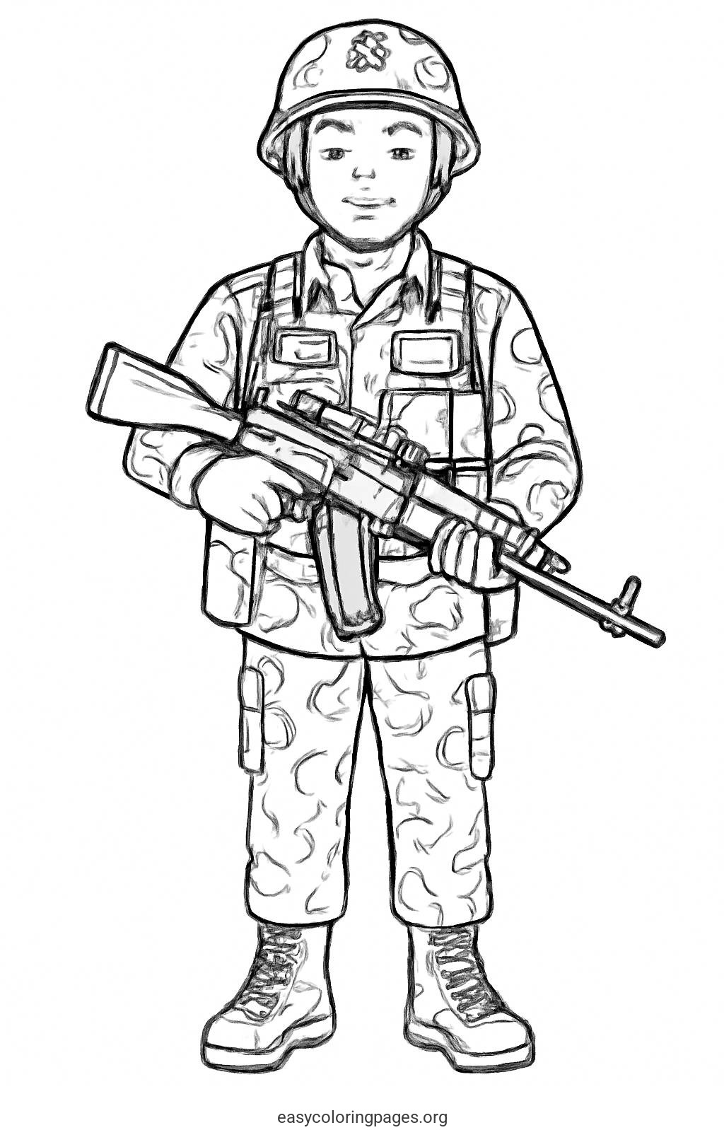Soldier Features Modern Coloring Page