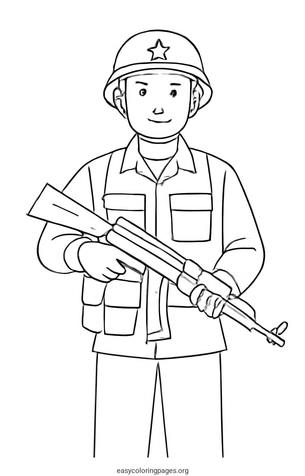 Soldier Simple Colorful Coloring Page