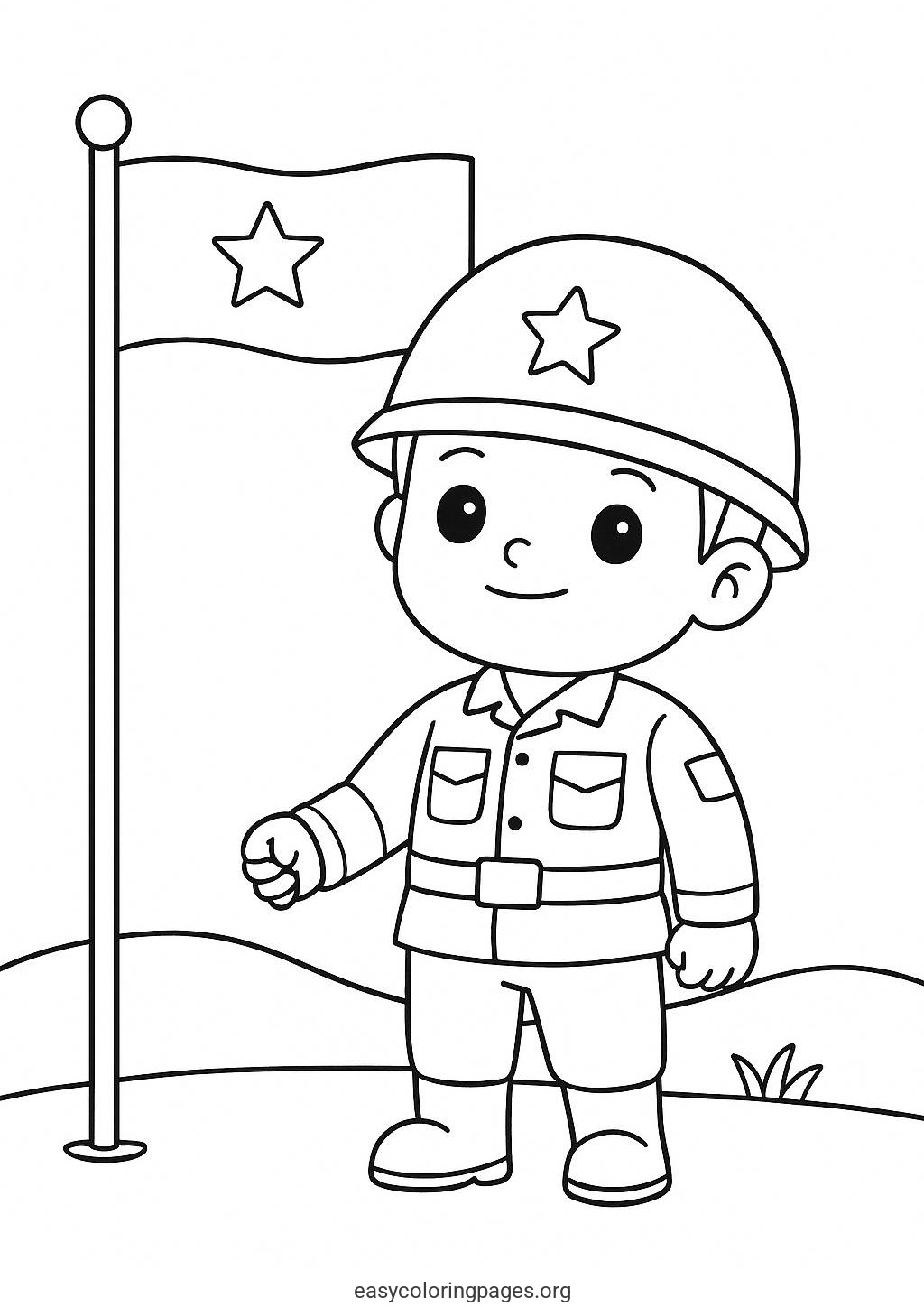 Soldier With Leaf Flag Coloring Page