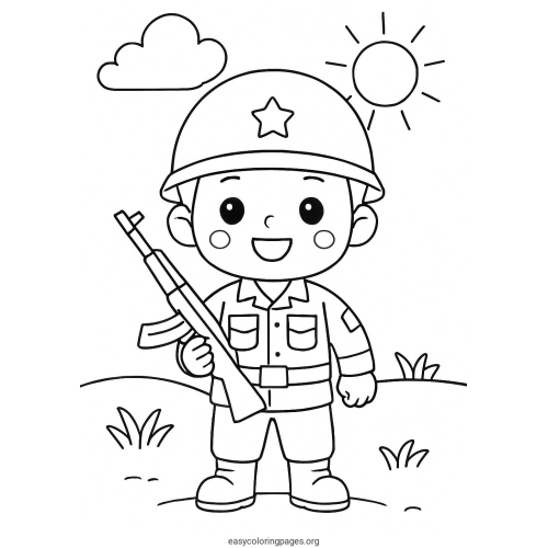 Soldier Animated Picture Coloring Page