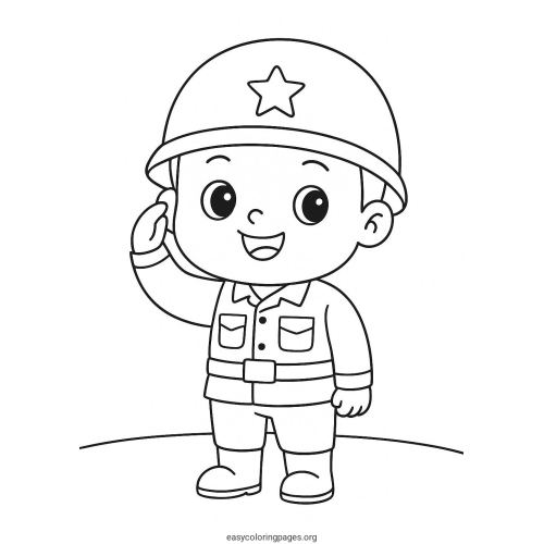 Soldier Easy Cute For Kid Coloring Page
