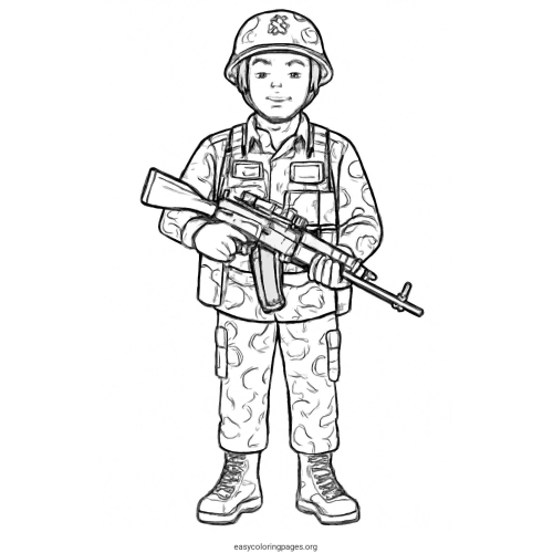 Soldier Features Modern Coloring Page