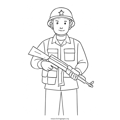 Soldier Simple Colorful Coloring Page