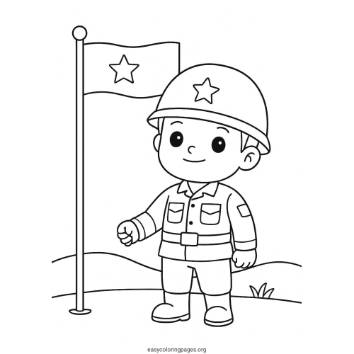 Soldier With Leaf Flag Coloring Page